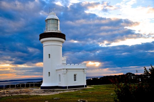 Historic lighthouse at Point Perpendicular Jervis Bay NSW Australia on the Beecroft Peninsular on the northern entrance to Jervis Bay