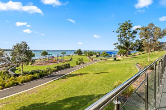 The view across Voyager Park from Club Jervis Bay in Huskisson