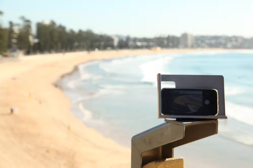 CoastSnap project has installed camera holders to help capture images of coastlines for scientists to monitor. Photo: Larry Paice via The Conversation