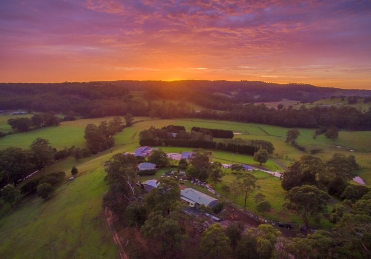 Sunrise over Martin's Ridge Farm in Conjola on the NSW South Coast. Photo: supplied