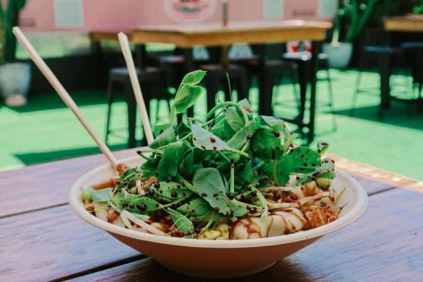 Dumpling salad from The Nest food truck at Flamin Galah Brewing Co.