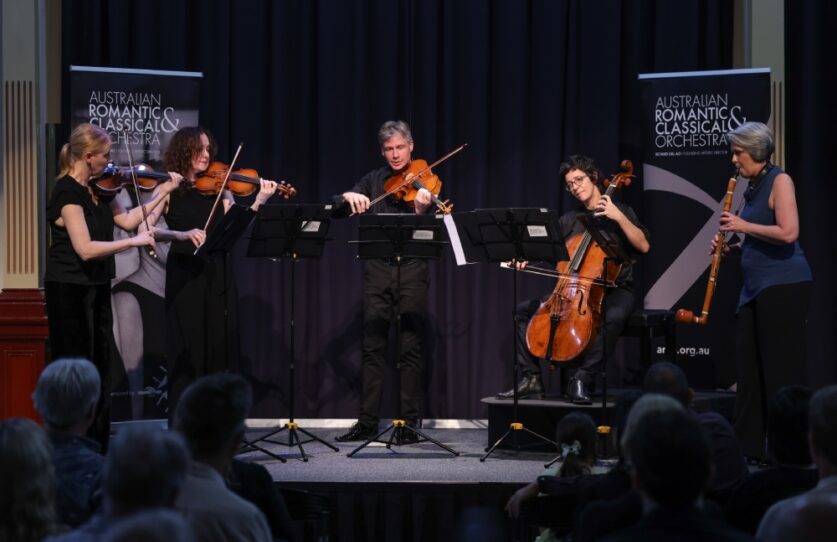 The Australian Romantic & Classical Orchestra's quintet in performance. Photo Wallis Media