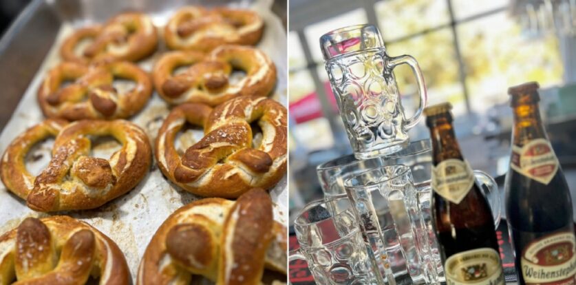 "Bretzels" and steins at Sandbar's Oktoberfest in Huskisson.