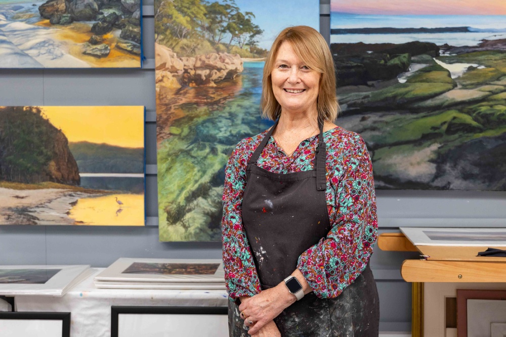 Jenny McIntosh in her Sanctuary Point studio, on the Jervis Bay Arts Trail. Photo: Tania Genoves