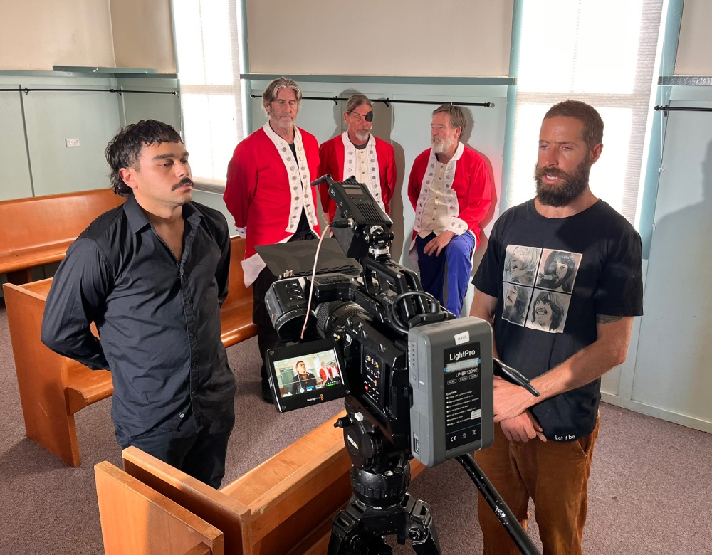 Behind the scenes at the filming of Luke Ebsworth's film, The Rock. Photo Matt Loft