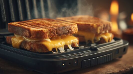 Slices of golden, crispy sourdough toasties with melted cheese served at a local Shoalhaven bakery.