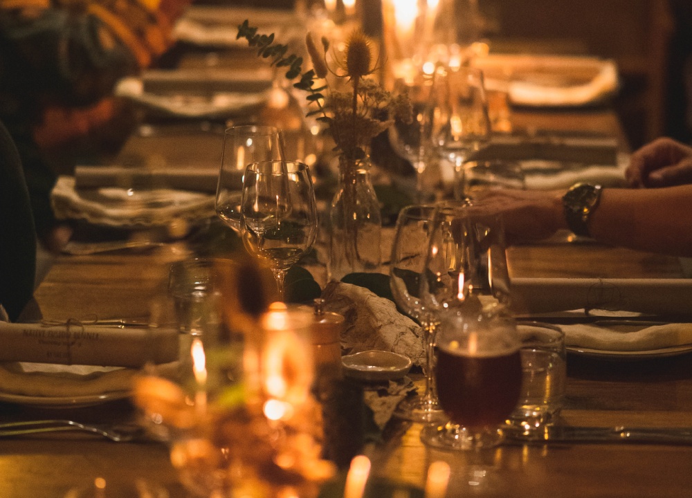 Long table dining at The Gunyah Restaurant at Paperbark Camp in Woollamia Jervis Bay