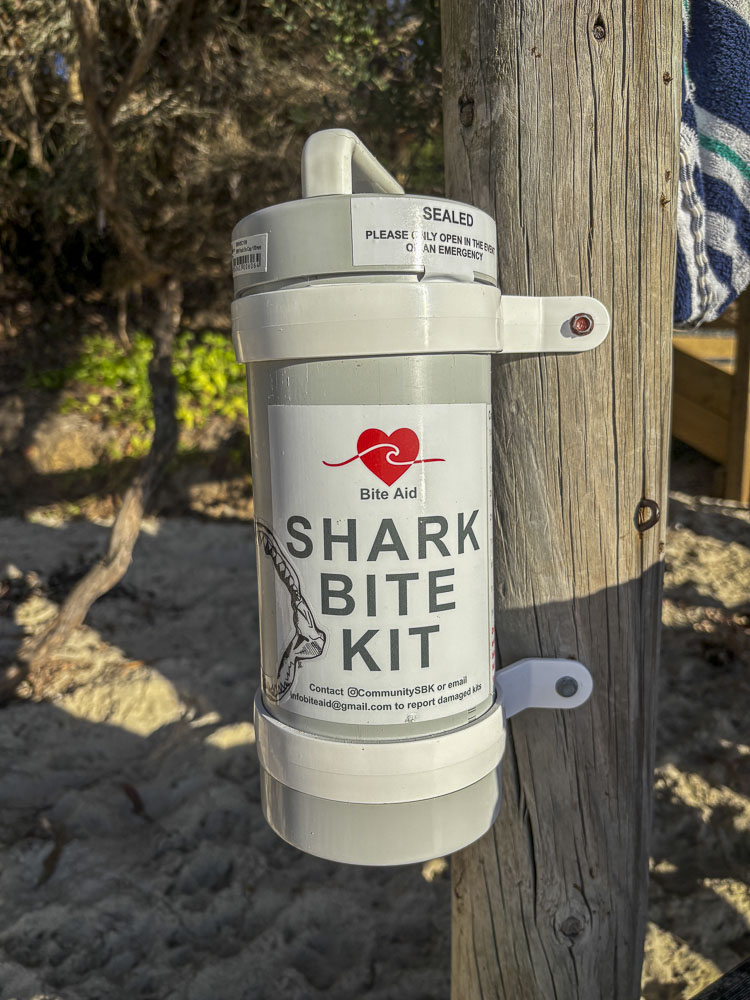 Close-up of the Huskisson Beach Shark Bite Kit.