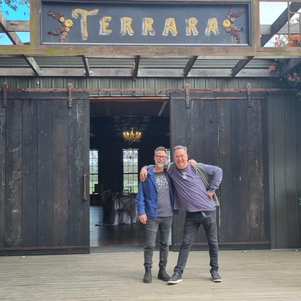 Chef Stephen Santucci (left) and media personality Simon Marnie visit Terrara House for inspiration on their Chef's Challenge menu.